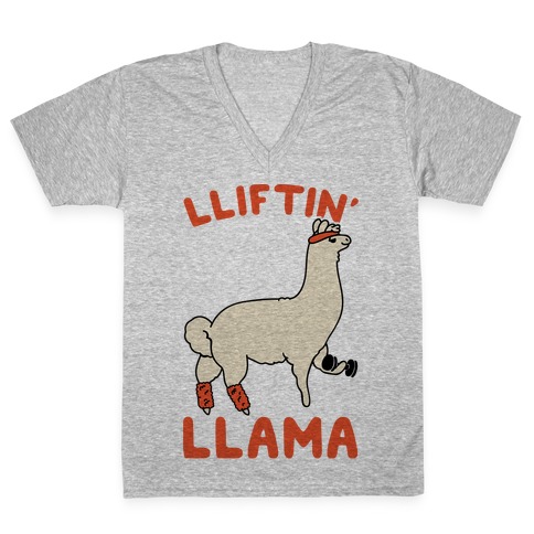 Lifting Llama V-Neck Tee Shirt