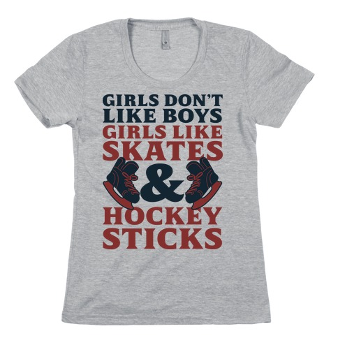 Girls Dont Like Boys Girls Like Hockey Womens T-Shirt