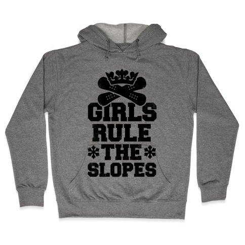Girls Rule The Snowboarding Slopes Vintage Style Hooded Sweatshirt