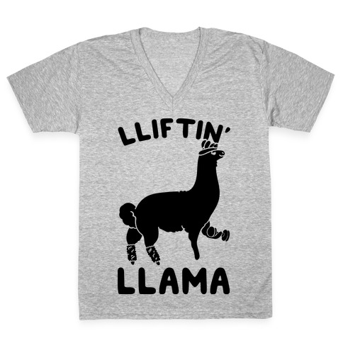 Lifting Llama V-Neck Tee Shirt
