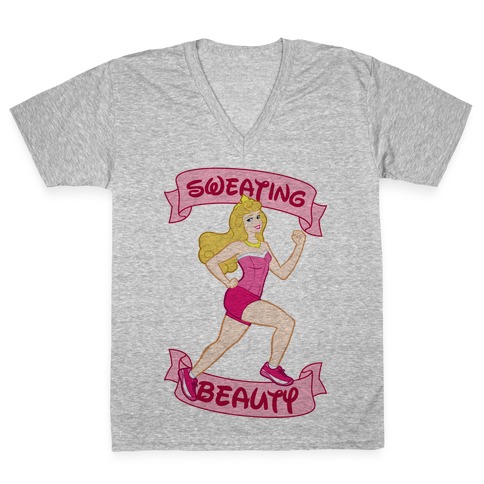 Sweating Beauty (Pink) V-Neck Tee Shirt