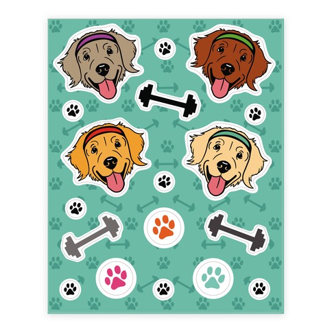 Workout Dog Stickers and Decal Sheet