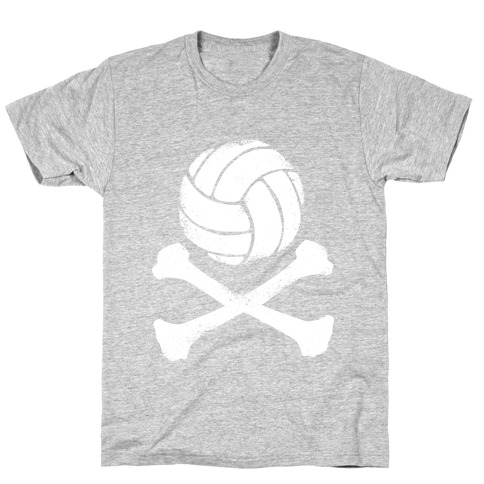 Volleyball and Crossbones (White Vintage) T-Shirt