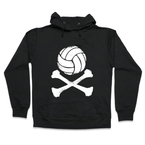 Volleyball and Crossbones (White Vintage) Hooded Sweatshirt