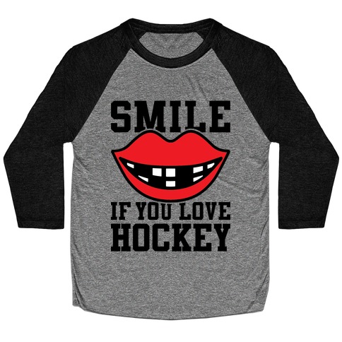 Smile If You Love Hockey Baseball Tee