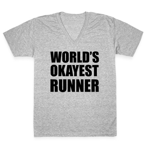 World's Okayest Runner V-Neck Tee Shirt