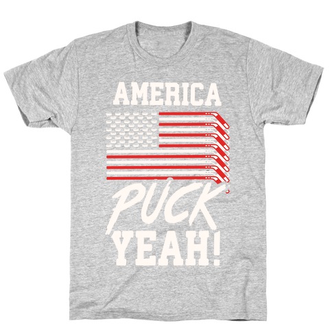 America Puck Yeah Hockey Flag T-Shirt