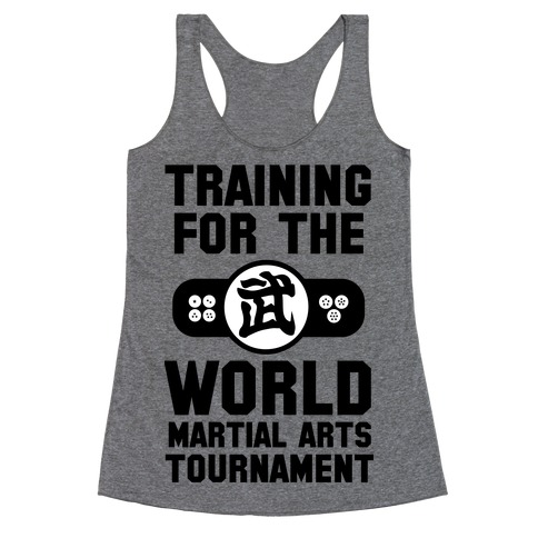 Training for the World Martial Arts Tournament Racerback Tank Top