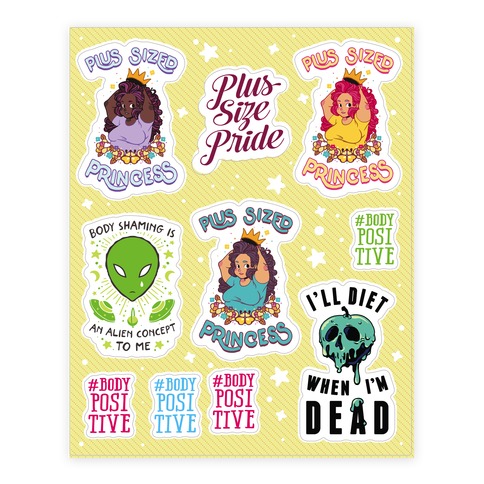 Body Positive Princess Stickers and Decal Sheet