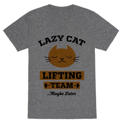 Lazy Cat Lifting Team V-Neck Tee Shirt