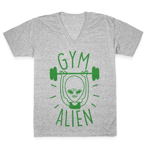 Gym Alien Lifting V-Neck Tee Shirt