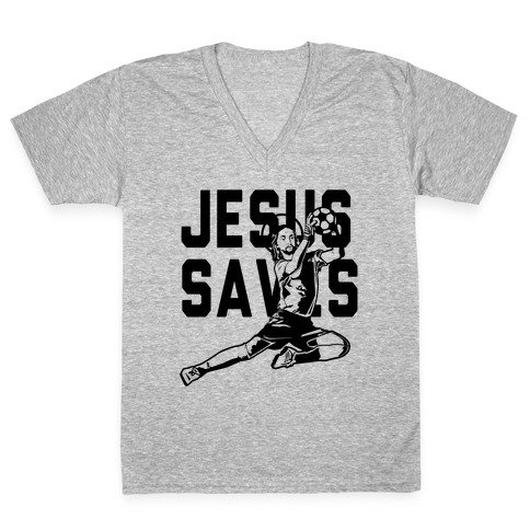 Jesus Saves V-Neck Tee Shirt