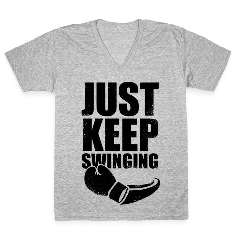 Just Keep Swinging (Vintage) V-Neck Tee Shirt