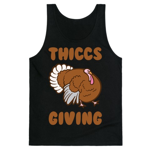 Thiccs-Giving Parody White Print Tank Top