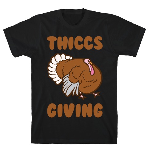 Thiccs-Giving Parody White Print T-Shirt