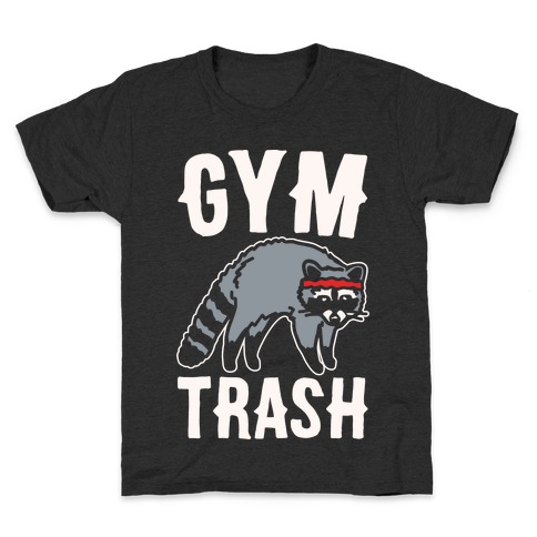 Gym Trash Raccoon White Print Kids T-Shirt