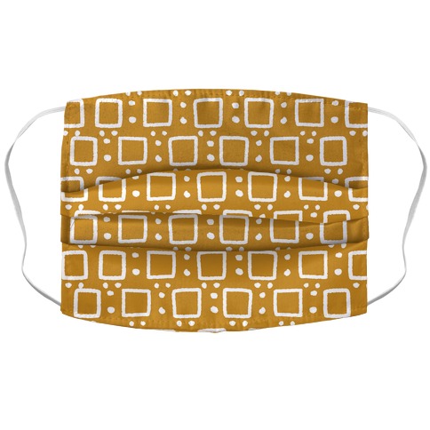Square and Dot Yellow Brown Rustic Boho Pattern Accordion Face Mask