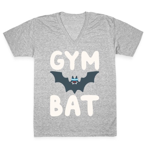 Gym Bat White Print V-Neck Tee Shirt