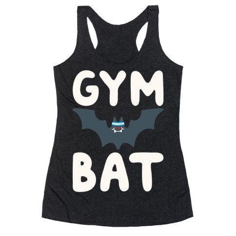 Gym Bat White Print Racerback Tank Top
