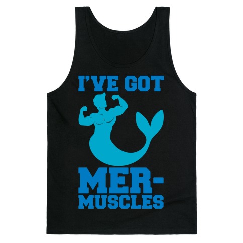 Womens Funny Workout Tank Top T Shirt For The Gym Mermaid With Muscles