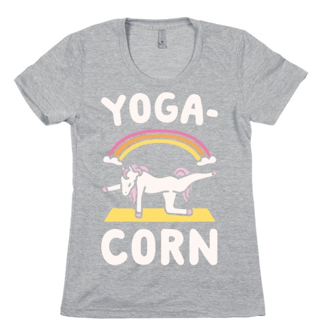 Yoga-Corn White Print Womens T-Shirt