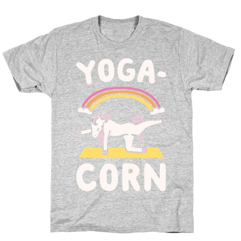 Yoga-Corn White Print T-Shirt