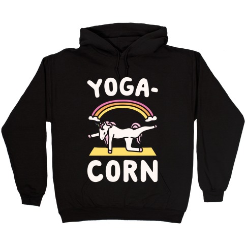 Yoga-Corn White Print Hooded Sweatshirt