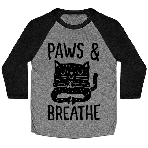 Paws And Breathe Yoga Cat Baseball Tee