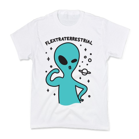 Flextraterrestrial Flexing Alien Kids T-Shirt