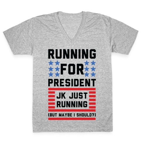 Running For President Jk Just Running V-Neck Tee Shirt