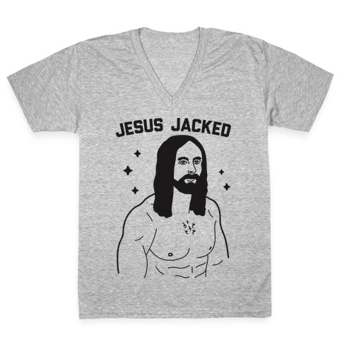 Jesus Jacked V-Neck Tee Shirt