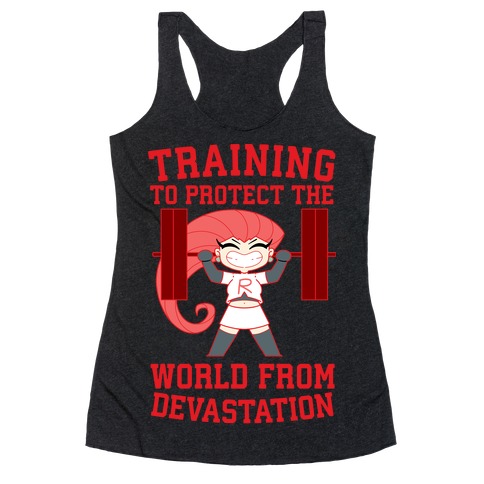 Training To Protect Our World From Devastation Racerback Tank Top