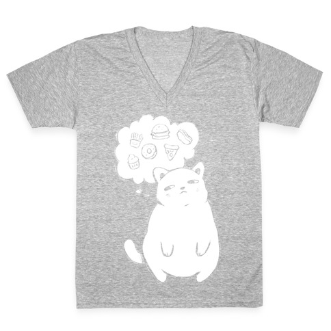 Tubby Cat Food Dreams V-Neck Tee Shirt