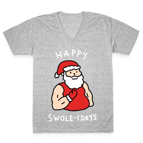 Happy Swole-idays Christmas V-Neck Tee Shirt