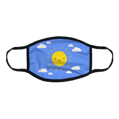 Happy Sun and Clouds Flat Face Mask