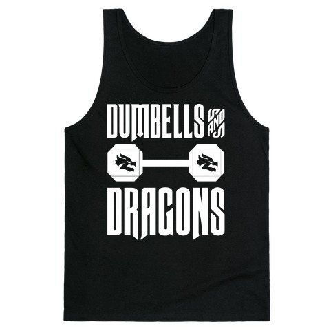 Dumbells & Dragons Parody White Print Tank Top