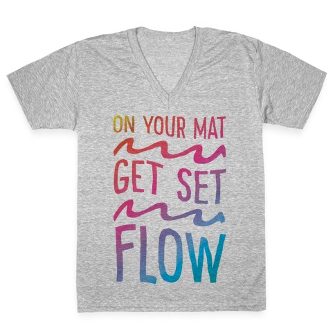 On Your Mat Get Set Flow Yoga V-Neck Tee Shirt