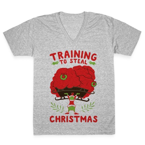 Training to Steal Christmas V-Neck Tee Shirt