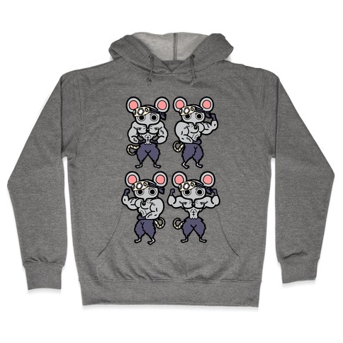 Muscle Mice Pattern Parody Hooded Sweatshirt