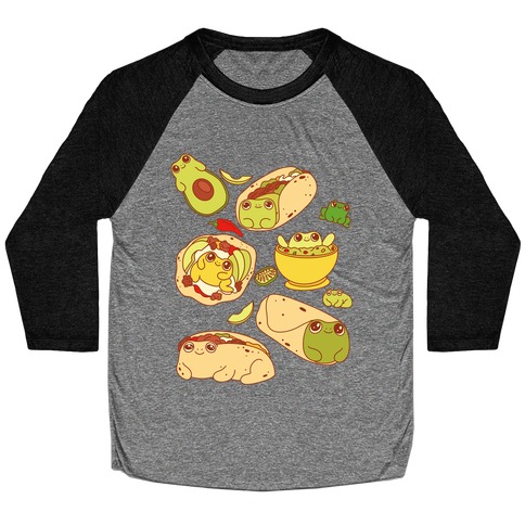 Mexican Food Frogs Pattern Baseball Tee