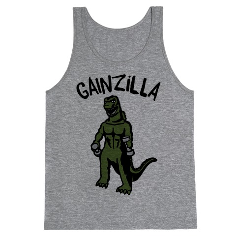 Gainzilla Lifting Parody Tank Top