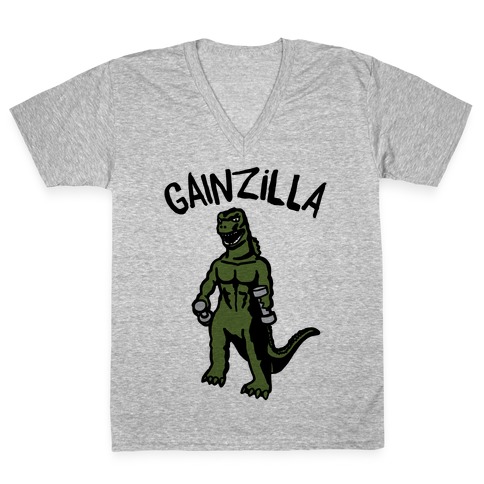 Gainzilla Lifting Parody V-Neck Tee Shirt