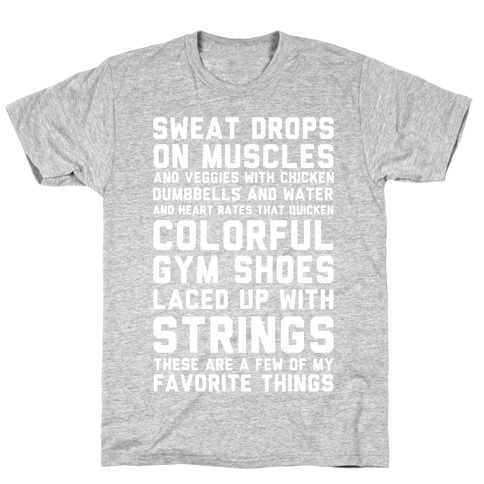 Sweat Drops On Muscles and Veggies With Chicken T-Shirt